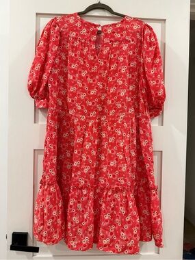 NWOT Sea New York Red Floral Puff Sleeve Tiered Dress